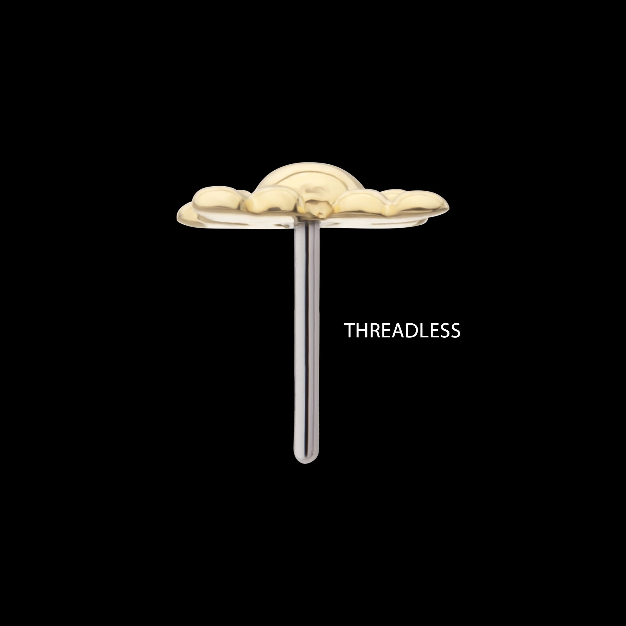 Tri-bead Flower Flatback Stud Earring / Nosering - 14Kt Yellow Gold