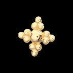 Tri-bead Flower Flatback Stud Earring / Nosering - 14Kt Yellow Gold