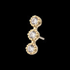 Milgrain Edge Triple Cluster Bezel CZ Gem Flatback Stud Earring / Nosering - CZ in 14Kt Gold