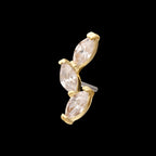 Vine Shape with 3-Tier Marquise Gem Flatback Stud Earring / Nosering - Gem in 14Kt Gold