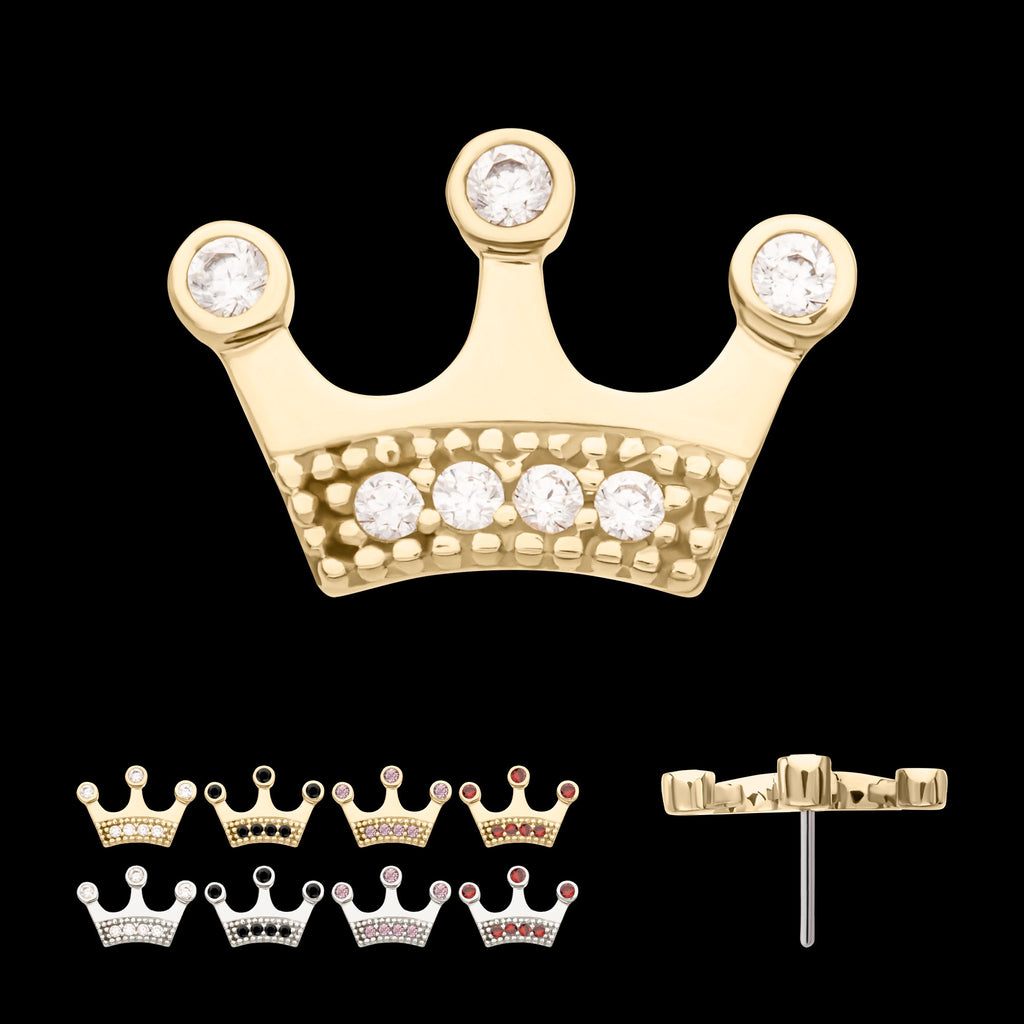 Bezel CZ Gem Edge Crown Flatback Stud Earring / Nosering - CZ in 14Kt Gold