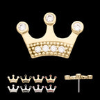 Bezel CZ Gem Edge Crown Flatback Stud Earring / Nosering - CZ in 14Kt Gold