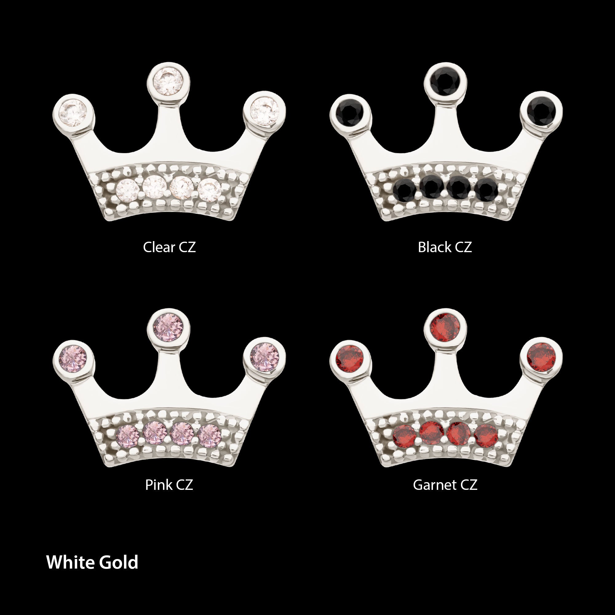 Bezel CZ Gem Edge Crown Flatback Stud Earring / Nosering - CZ in 14Kt Gold