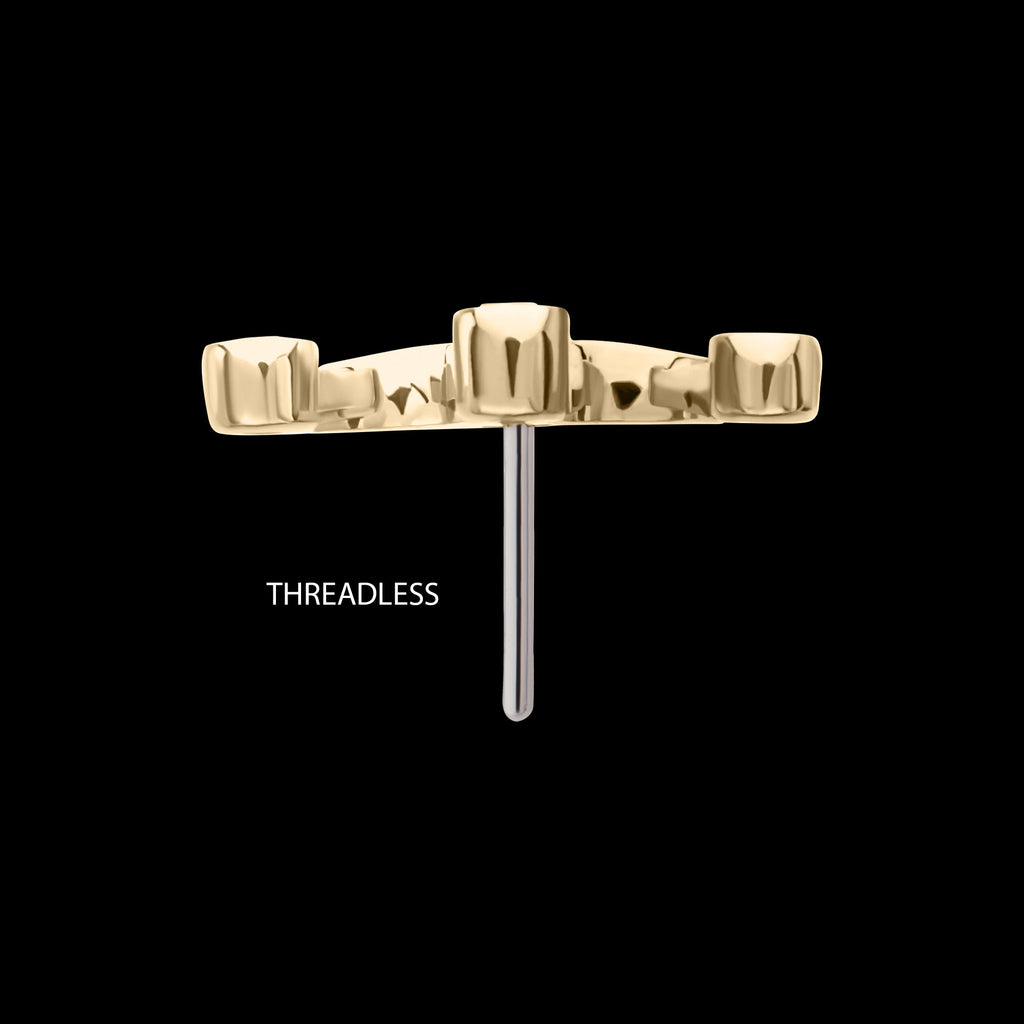 Bezel CZ Gem Edge Crown Flatback Stud Earring / Nosering - CZ in 14Kt Gold
