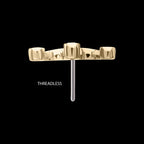 Bezel CZ Gem Edge Crown Flatback Stud Earring / Nosering - CZ in 14Kt Gold