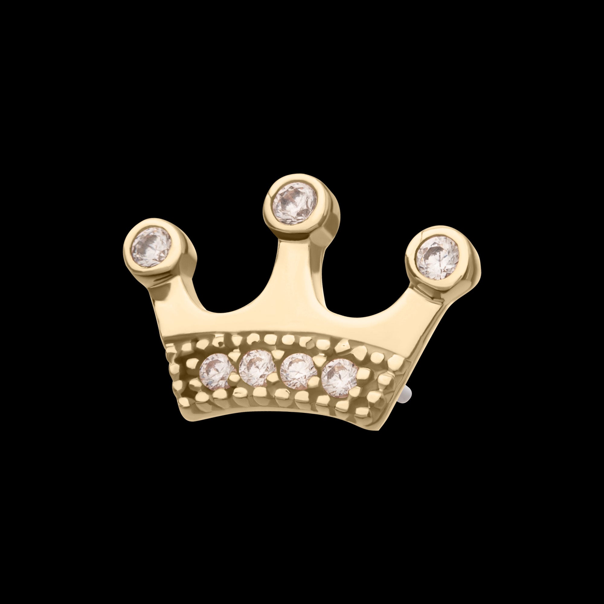 Bezel CZ Gem Edge Crown Flatback Stud Earring / Nosering - CZ in 14Kt Gold