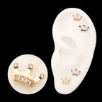 Bezel CZ Gem Edge Crown Flatback Stud Earring / Nosering - CZ in 14Kt Gold