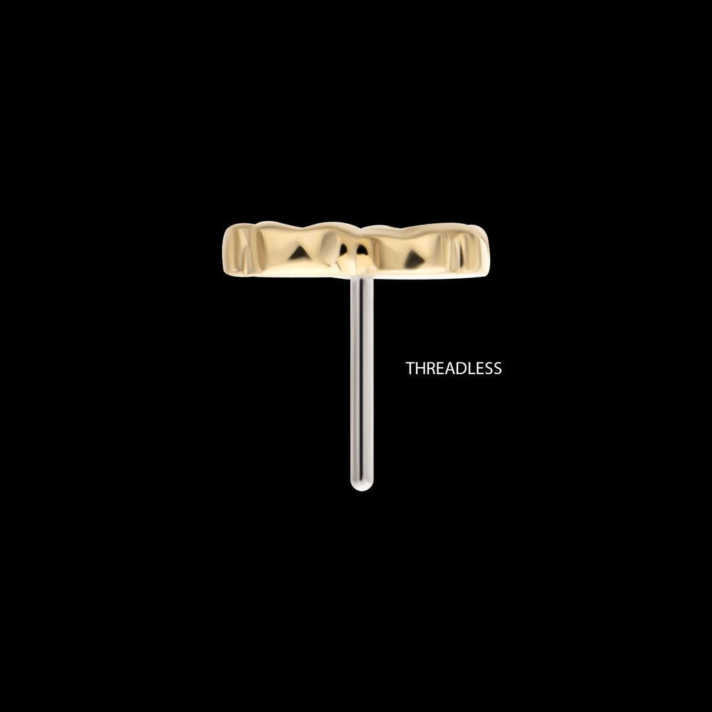 4 Leaf Clover with Prong Gem Accents Flatback Stud Earring / Nosering - Gem in 14Kt Gold