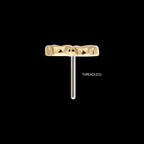 4 Leaf Clover with Prong Gem Accents Flatback Stud Earring / Nosering - Gem in 14Kt Gold