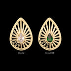 Prong Set Teardrop CZ Gem on a Radiant Teardrop Shape Flatback Stud Earring / Nosering - CZ in 14Kt Yellow Gold