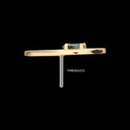 Prong Set Teardrop CZ Gem on a Radiant Teardrop Shape Flatback Stud Earring / Nosering - CZ in 14Kt Yellow Gold