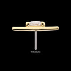 Prong Set Triangle CZ Gem on a Radiant Triangle Shape Flatback Stud Earring / Nosering - CZ in 14Kt Yellow Gold