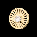 Prong Set Round CZ Gem on a Radiant Round Shape Flatback Stud Earring / Nosering - CZ in 14Kt Yellow Gold