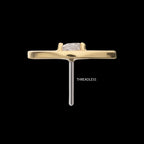 Prong Set Teardrop CZ Gem on a Radiant Fan Shape Flatback Stud Earring / Nosering - CZ in 14Kt Yellow Gold
