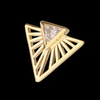 Bezel Set Triangle CZ Gem on a Radiant Triangle Shape Flatback Stud Earring / Nosering - CZ in 14Kt Yellow Gold
