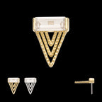 Triangular Baguette Gem Flatback Stud Earring / Nosering - Gem in 14Kt Gold