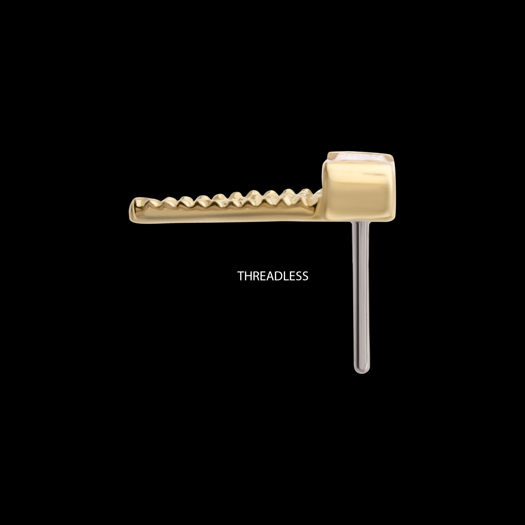 Triangular Baguette Gem Flatback Stud Earring / Nosering - Gem in 14Kt Gold