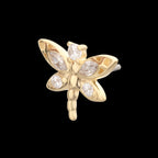 Marquise Wing Dragonfly Flatback Stud Earring / Nosering - 14Kt Yellow Gold