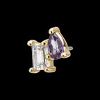 Baguette & Teardrop Prong Set Multi-Gem Flatback Stud Earring / Nosering - Gem in 14Kt Yellow Gold