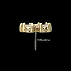 Low Profile Prong Set 5-Teardrop Gem Radiant Bloom Flower Flatback Stud Earring / Nosering - Gem in 14Kt Yellow Gold