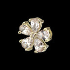 Low Profile Prong Set 5-Teardrop Gem Radiant Bloom Flower Flatback Stud Earring / Nosering - Gem in 14Kt Yellow Gold