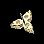 Low Profile Trinity Gem Crowned with 3-Prong Gem Flatback Stud Earring / Nosering - Gem in 14Kt Yellow Gold