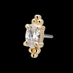 Low Profile Beaded Edge Prong Set Oval Gem Flatback Stud Earring / Nosering - Gem in 14Kt Yellow Gold