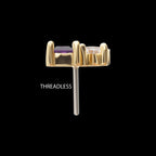 Baguette & Square Prong Set Multi-Gem Flatback Stud Earring / Nosering - Gem in 14Kt Yellow Gold