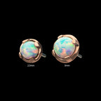14Kt Rose Gold Prong Set White Opal Flatback Stud Earring / Nosering