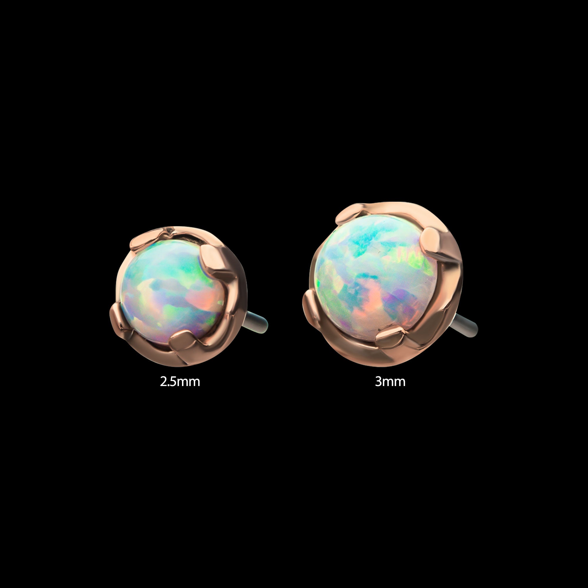 14Kt Rose Gold Prong Set White Opal Flatback Stud Earring / Nosering