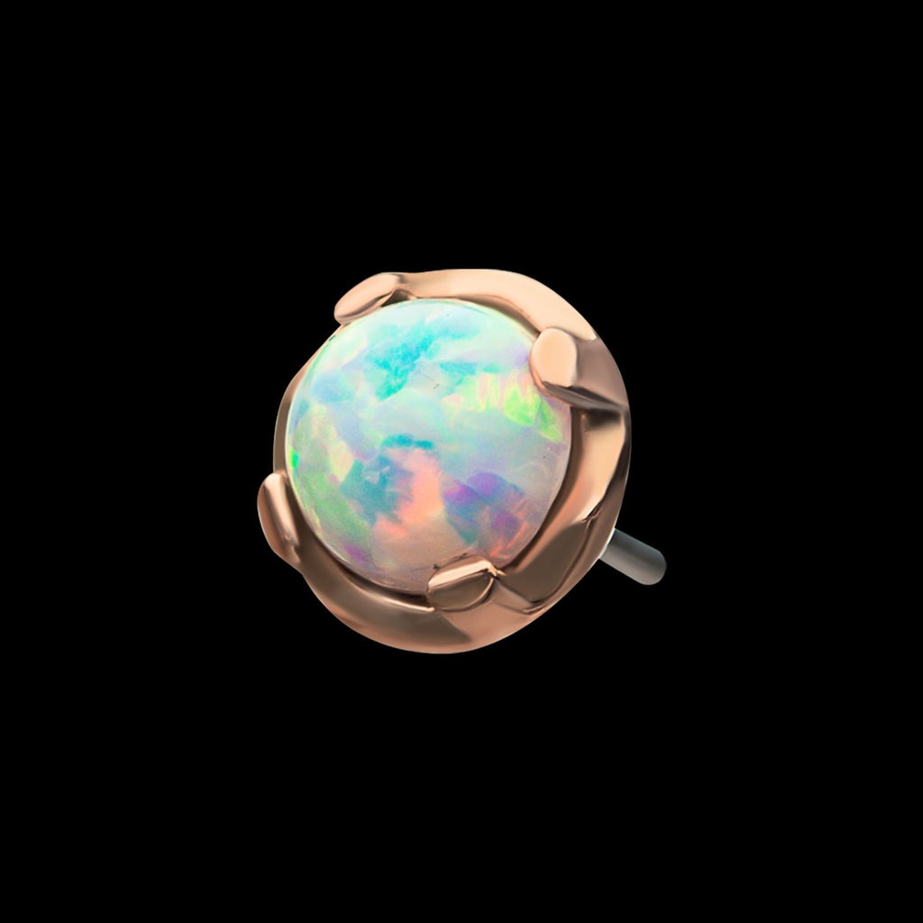 14Kt Rose Gold Prong Set White Opal Flatback Stud Earring / Nosering
