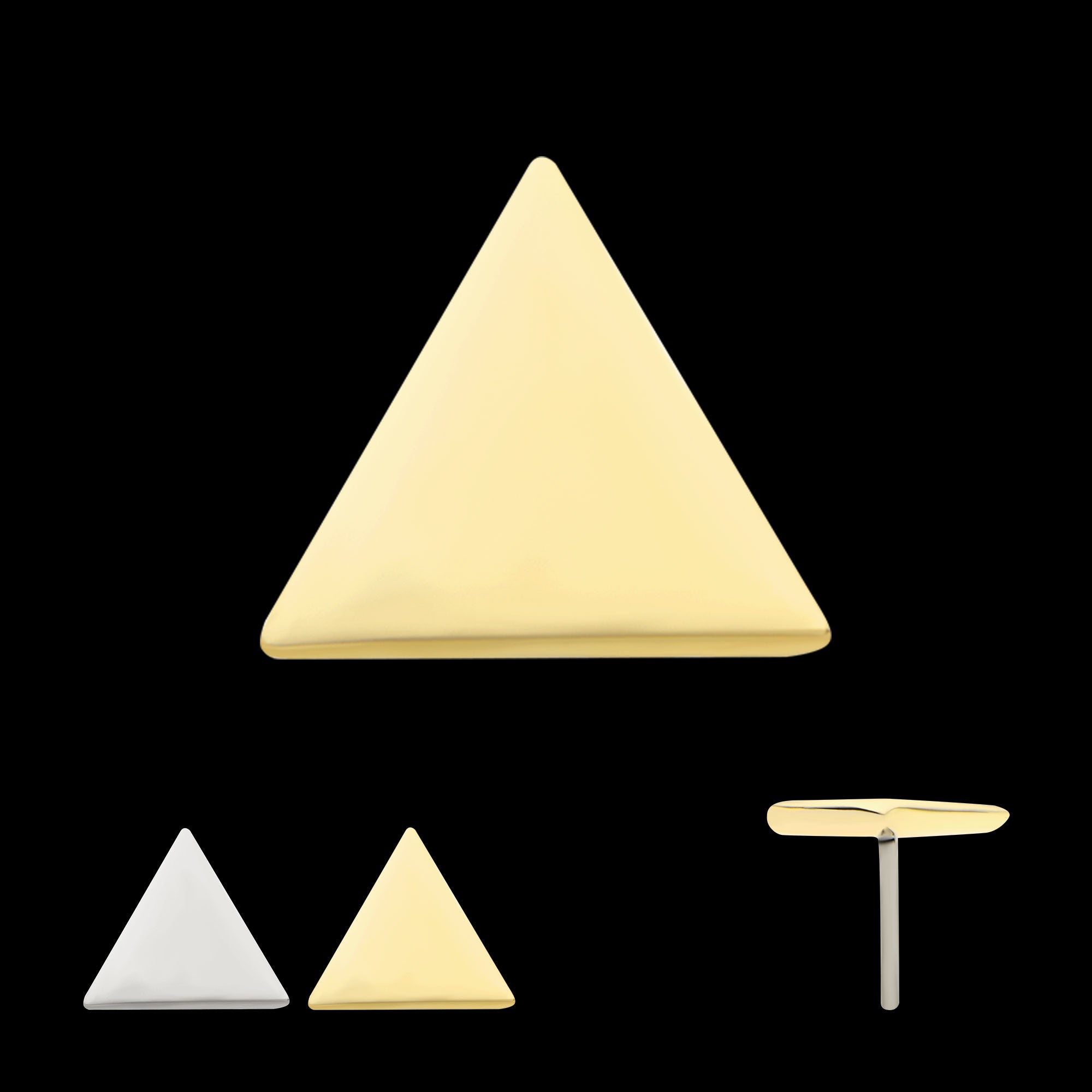Triangle Flatback Stud Earring / Nosering - 14Kt Gold