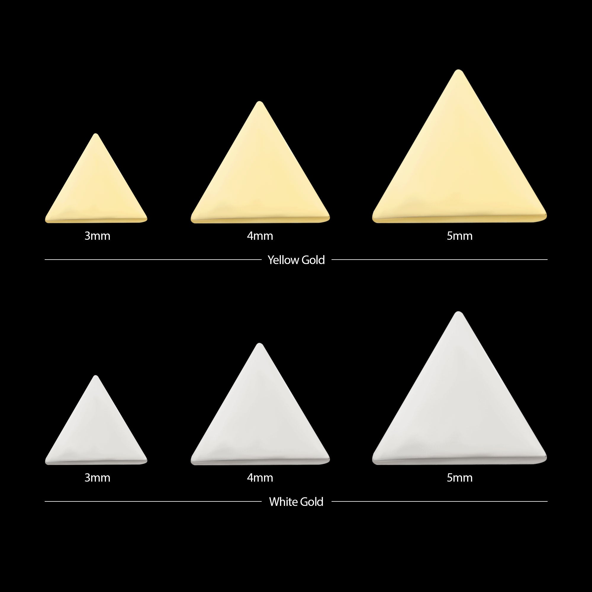 Triangle Flatback Stud Earring / Nosering - 14Kt Gold