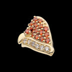 Pave Set Garnet & Clear Gem Santa Hat Flatback Stud Earring / Nosering - Garnet in 14Kt Yellow Gold