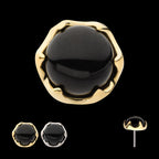 6 Prong Black Onyx Flatback Stud Earring / Nosering - 14Kt Gold