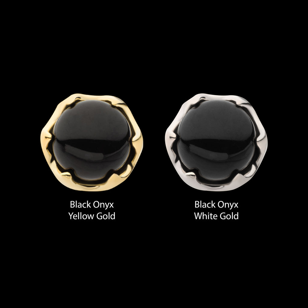 6 Prong Black Onyx Flatback Stud Earring / Nosering - 14Kt Gold