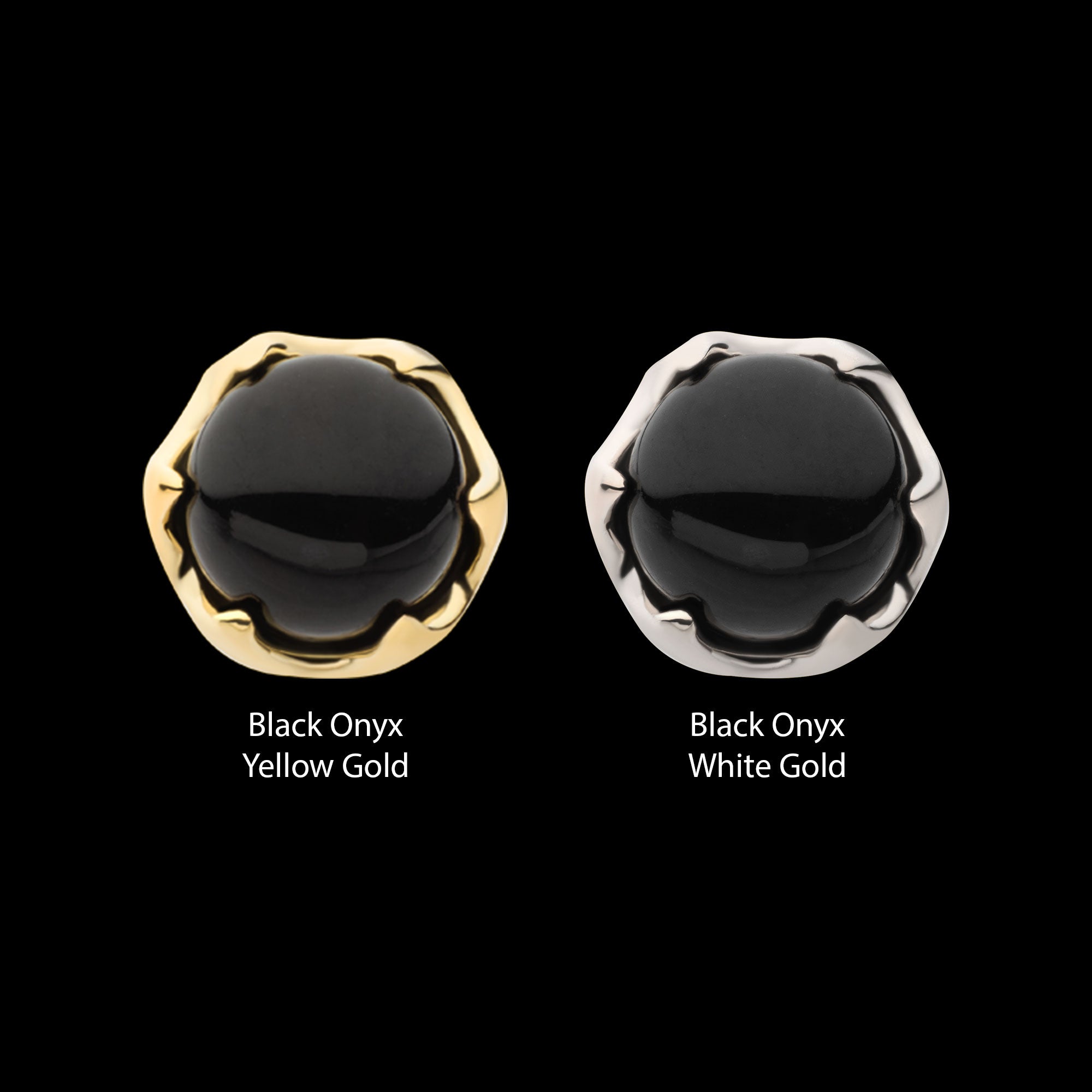 6 Prong Black Onyx Flatback Stud Earring / Nosering - 14Kt Gold
