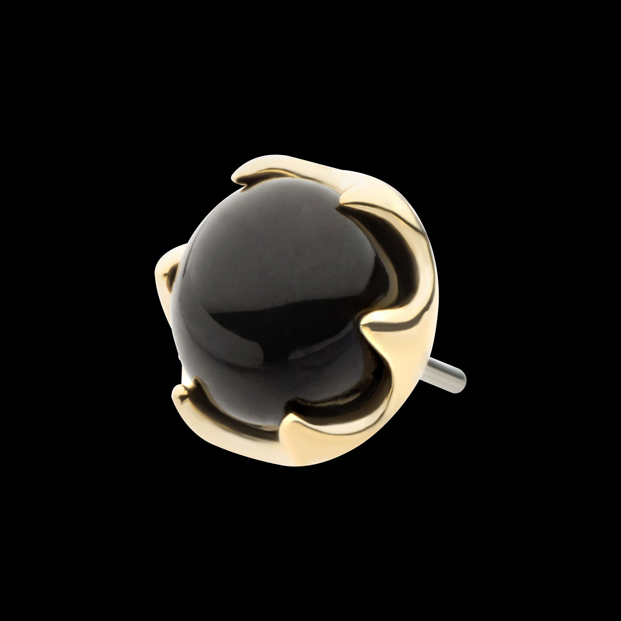 6 Prong Black Onyx Flatback Stud Earring / Nosering - 14Kt Gold