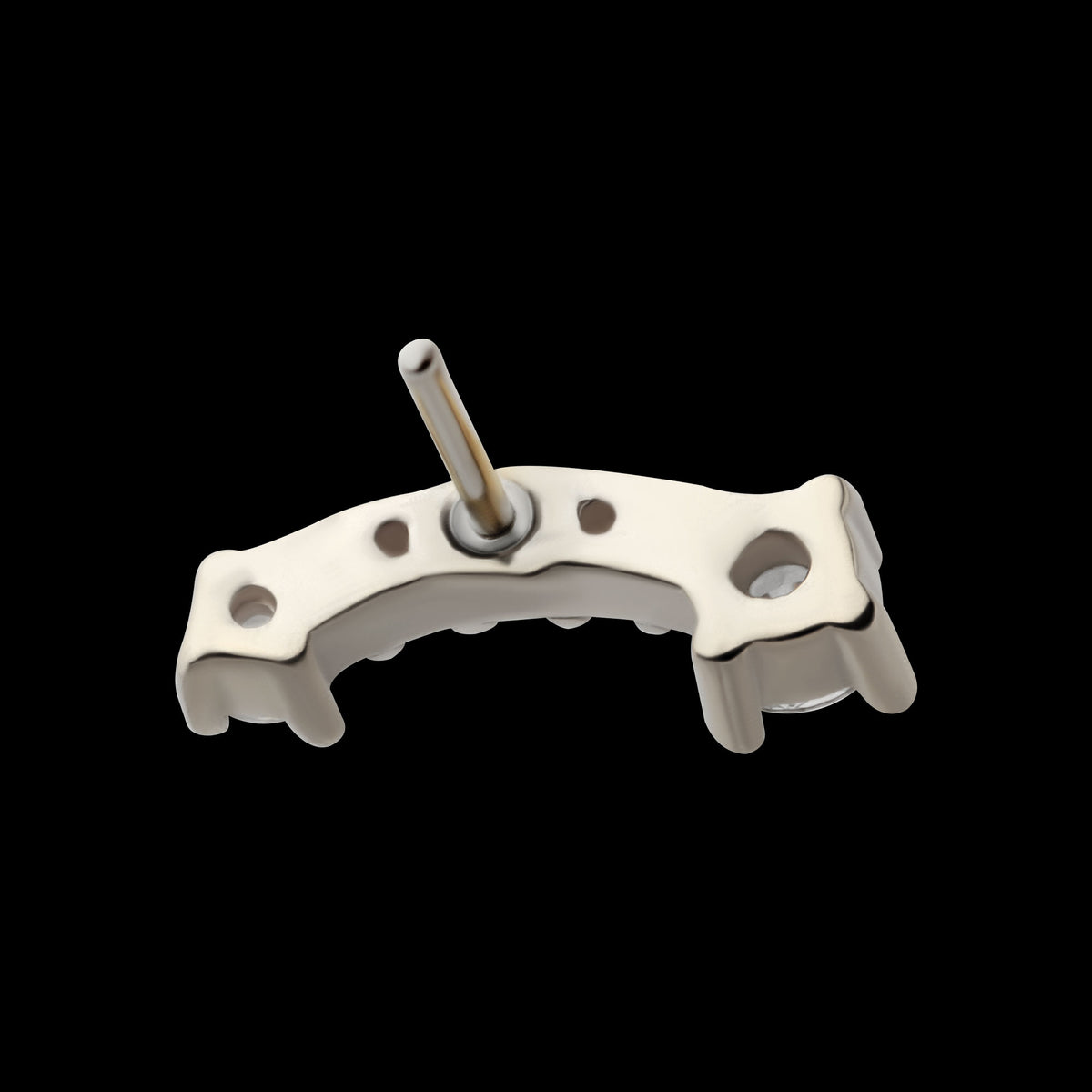 Curved Bar Threadless Earring / Nosering Top – 5 Clear CZ in 14Kt White Gold