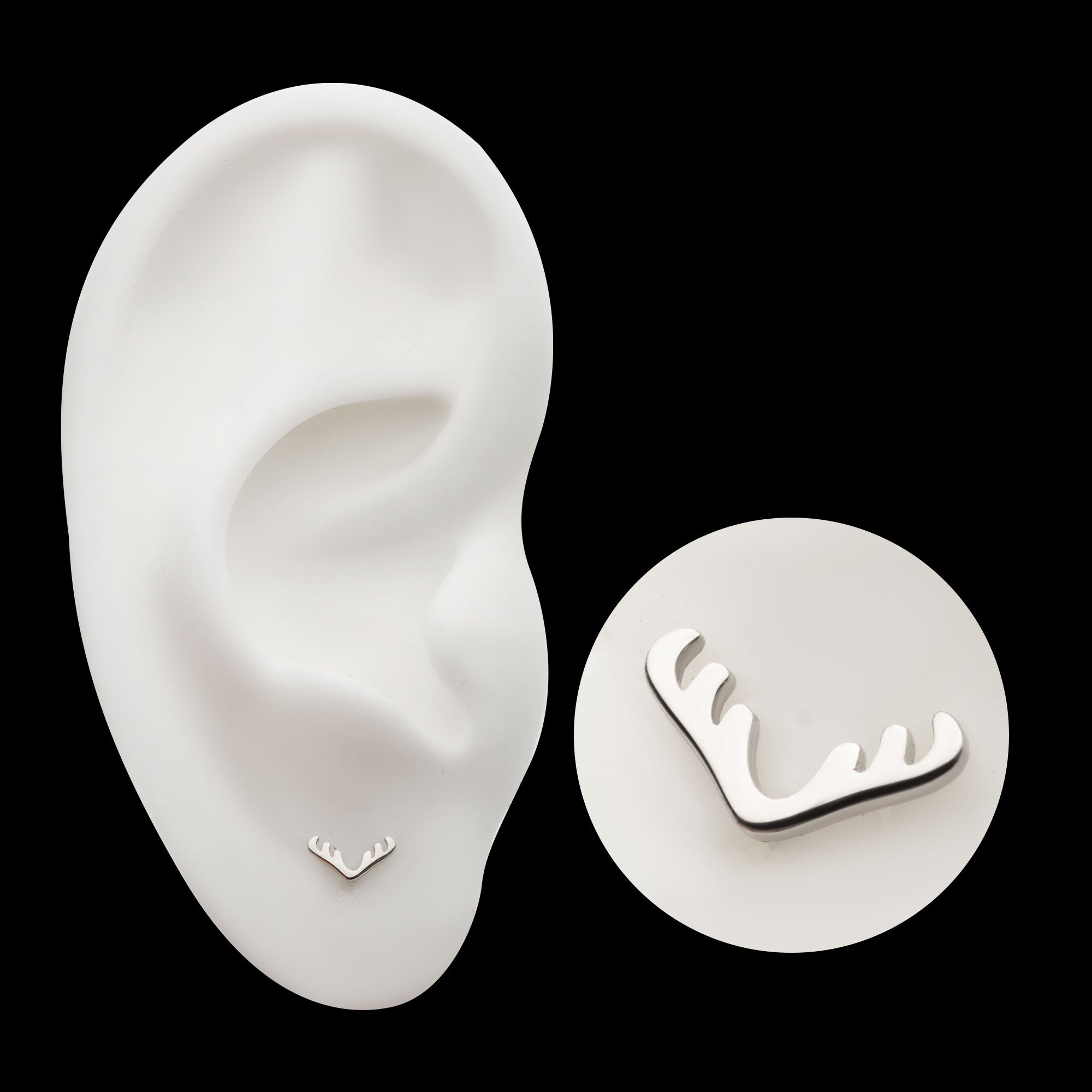 Reindeer Flatback Stud Earring / Nosering - 14Kt White Gold