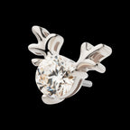 Prong Set 3mm Clear CZ Reindeer Flatback Stud Earring / Nosering - Clear CZ in 14Kt White Gold