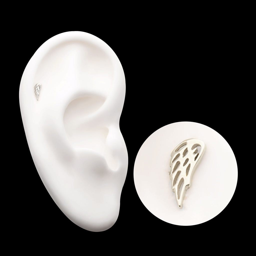 Angel Wing (Right Ear) Flatback Stud Earring / Nosering - 14Kt Gold