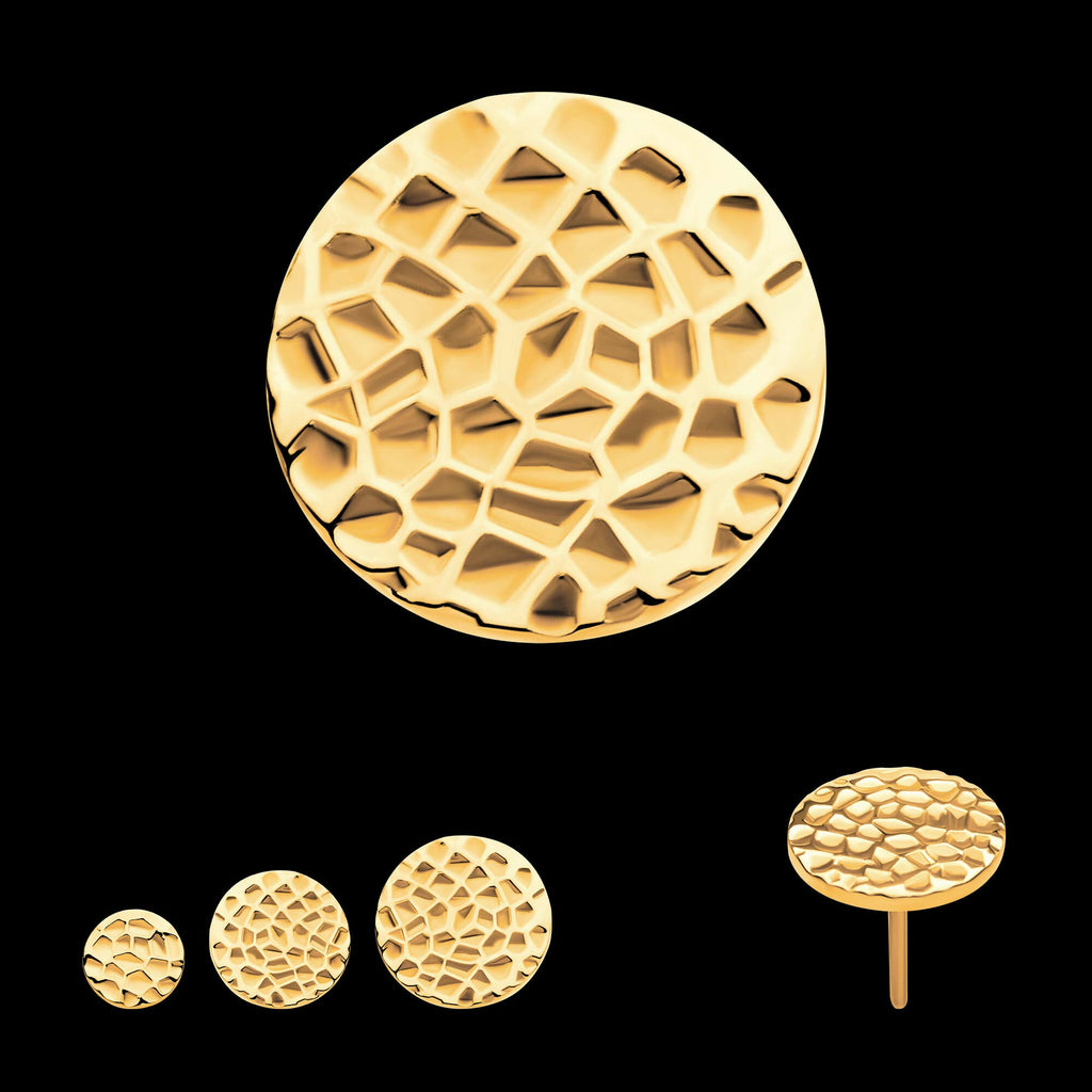 24Kt Gold PVD Titanium Threadless Hammered Disk Top