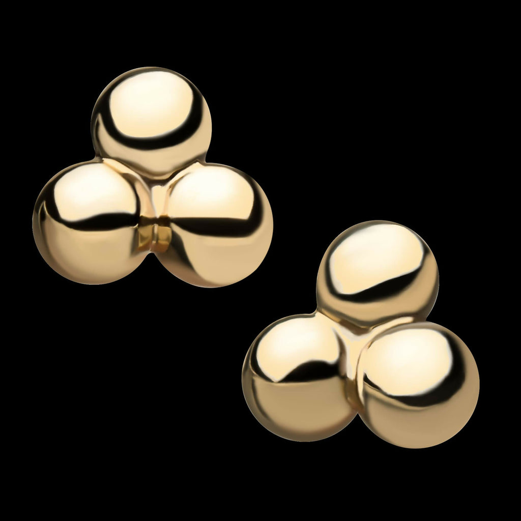 14Kt Yellow Gold Threadless Trinity Ball Top