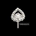 Titanium Threadless Hollow Teardrop Shape Beads with Prong Set CZ Top