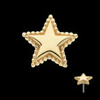 14Kt Yellow Gold Threadless Beaded Edge Star Top