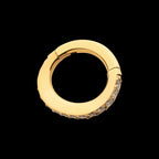 14g 24Kt Gold PVD Titanium Oval Shape with CNC Set Full Clear CZ Hinged Segment Clicker (for Navel Piercing) Hoop Earring / Nosering