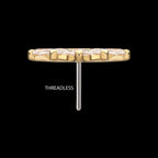 14Kt Gold Threadless Fan Shape Top with 5-Cluster Marquise Prong Gem