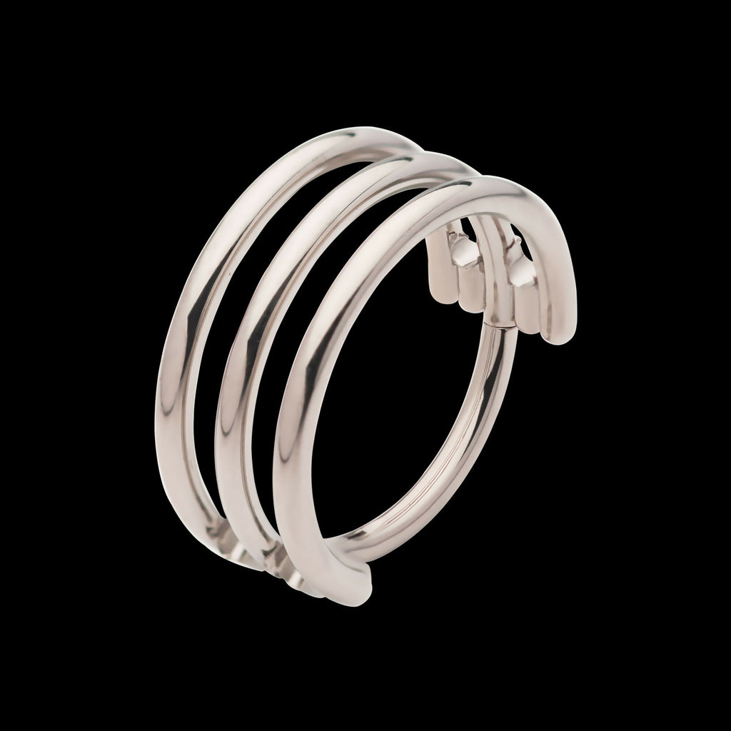 Triple Row Side Facing Hinged Segment Clicker Hoop Earring / Nosering – Titanium