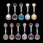 Internally Threaded Double Bezel Round with Smooth Rounded Back & Fixed Bottom Navel Earring / Nosering – Titanium